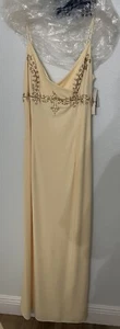 DJ Nights By Laura Ryner Size 13/14 Yellow Beaded Formal Gown Dress NWT $149 WOW - Picture 1 of 10
