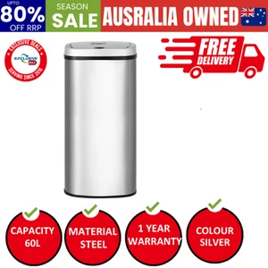 60L Sensor Bin Motion Rubbish Automatic Silver - Picture 1 of 8