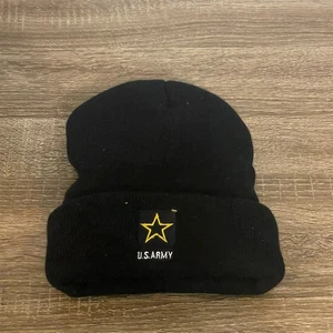 US Army Black Beanie Hat Unisex Embroidered Logo Military Theme - Picture 1 of 4