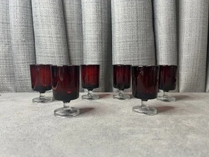 Luminarc Cordial Dessert Wein Schnaps 6 Gläser Rubinrot Arcorac Frankreich Lot 3 Zoll - Bild 1 von 9