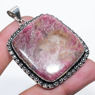 Colgante de piedras preciosas de rodonita hecho a mano regalo de aniversario joyería única 2,7" FP 2989 Foto 1 de 4