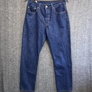 Levis 501 Jeans Mens 29x30 Blue Big E Premium Button Fly Straight Dark Denim - Picture 1 of 12