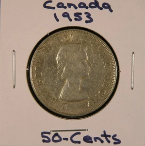 Moneda de cincuenta centavos de plata 1953 "Elizabeth II", **Bien** - Imagen 1 de 2