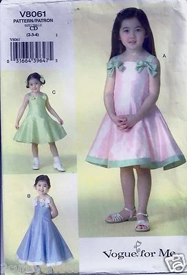 Vogue For Me Sewing Pattern V8061 Party Dress Princess Seams Toddler's 2 3 4 - Image 1 of 4