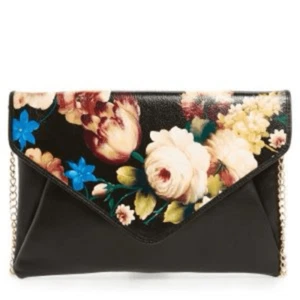 Halogen leather floral cross body clutch purse bag night out modern - Picture 1 of 12