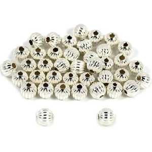 40 Corrugated Beads Sterling Silver Jewelry Beading 4mm - Picture 1 of 1