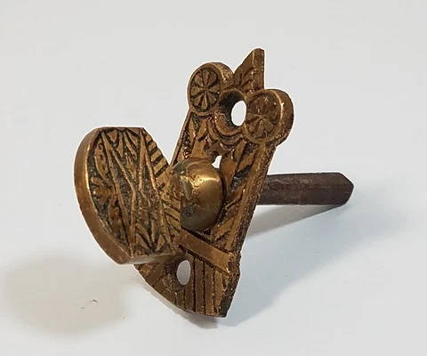 Antique Ornate Eastlake Victorian Brass Thumb Turn Knob Key Hardware Part Cover