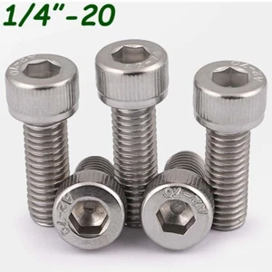 1/4"-20 A2 Stainless Steel Allen Hex Socket Head Cap Screws Bolts US/Inch Coarse - Picture 1 of 12