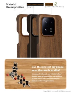 Bulletproof Aramid Fiber Natural Slim Wood Case for Xiaomi - Picture 1 of 25
