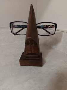 Wooden Eyeglasses Holder Stand Face Unique Hand carved Glasses Gift - Picture 1 of 7