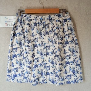 Gonna Cath Kidston Woodland Badger Fox Lontra Riccio Blu Beige Cotone 12-14 - Foto 1 di 13