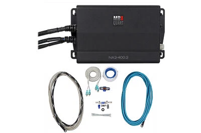 MB QUART NA2-400.2 400 Watt RMS 2-Ch. Marine Boat ATV Compact Amplifier+Amp Kit - Image 1 of 4