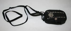 Harley Davidson Studded Skull Skeleton Face Black Crossbody Bag Pouch Zip - Picture 1 of 9