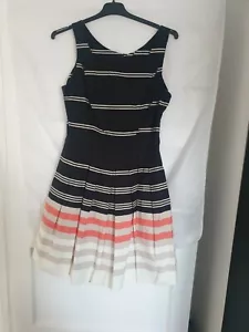 NEW LOOK TEA SKATER DRESS SLEEVELESS LINED TULLE DETAIL BLACK BEIGE PINK12 TALL - Picture 1 of 12