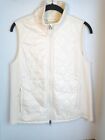 LL Bean Quilted Vest Wm's Med Cream Sleeveless Jacket Full Zip Panels 