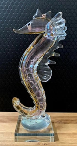 Glasfigur Seepferdchen Skulptur Dekofigur Glaskunst Kristallglas Deko Maritim - Bild 1 von 6