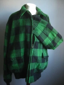 Vintage Aero Wool Jacket 52 GREENBANK WOOLLEN MILLS Galashiels green plaid 1950s - Picture 1 of 20