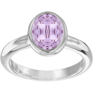 Authentic Swarovski Laser Rhodium Ring with Violet Crystal-size US 6