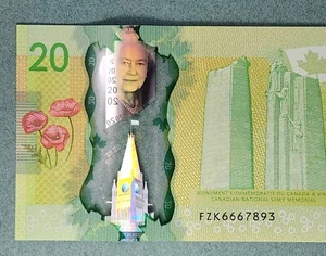 2012 $20 Twenty Dollar P108b Queen Elizabeth II Polymer MINT UNC Fancy #666 - Picture 1 of 5