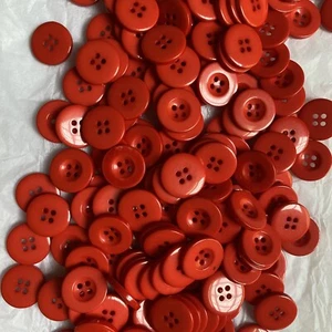 20mm 100pcs Red 4-Holes Round Resin Buttons Sewing DIY Toy Craft Accessories - Picture 1 of 10