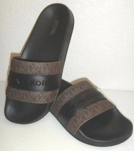 Sandalias planas sin cordones MICHAEL KORS MK Signature marrón negro 7, 8, 10 - Imagen 1 de 9