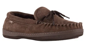 Lamo Men's Faux Fur Lined Suede Moccasin Slipper Chocolate (Choose Size) - Picture 1 of 4
