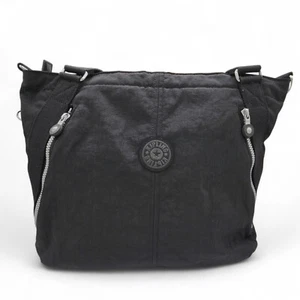 KIPLING Black Nylon Shoulder Bag 17" Wide Travel Carry On Laptop Zip Top Tote - Picture 1 of 19