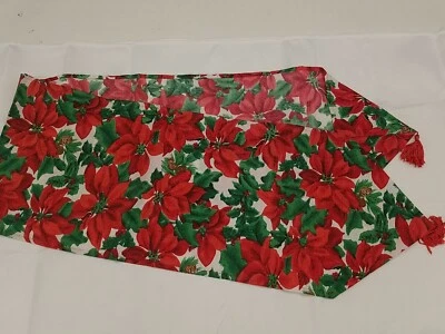 BETTER HOME Lightweight Poinsettia Holly Leaves Christmas Holiday Fabric Table Runner 13x72