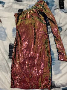 MOTEL MARTA SEQUIN ONE SHOULDER MINI DRESS SZ XS BNWT (ACC531 - Picture 1 of 8
