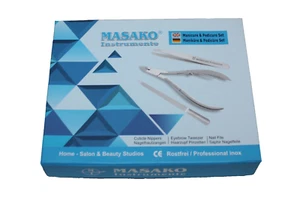 Masako 3-tlg Kosmetik Nagelpflege Set Hautzange Feile Pinzette Edelstahl RF - Bild 1 von 3