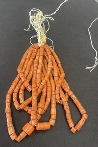 Antikes mediterranes natürliches Korallen Perlen Armband Stränge Lachs 126,0 g - Bild 1 von 7