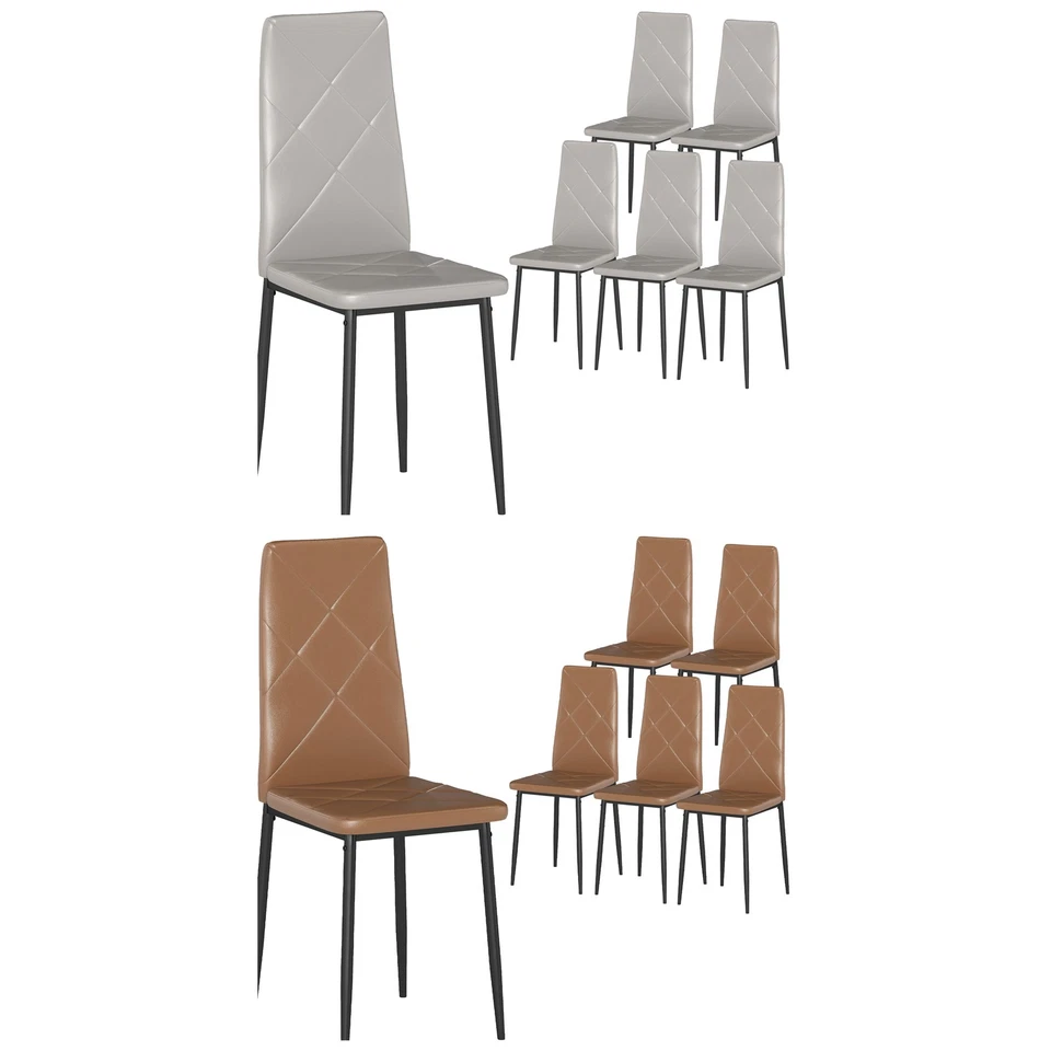 HOMCOM Set di 6 Sedie da Pranzo in Finta Pelle con Schienale Alto - Immagine 1 di 1