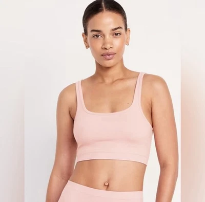 NWT Old Navy Women’s Seamless Ribbed Rib Bralette Bra Light Pink XL X-Large - Image 1 of 4