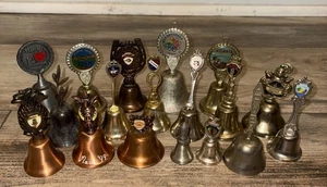 VTG TOURIST METAL TRAVEL SOUVENIR BELL LOT 18 LANDMARKS STATES USA WORLD - Picture 1 of 7
