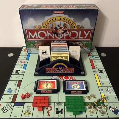 Waddingtons Monopoly Deluxe Edition Property Trading Board Game Complete 1996  - Image 1 of 4