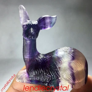 Calavera de ciervo fluorita arco iris natural de 2" cristal de cuarzo tallado cráneo reiki curación - Imagen 1 de 7