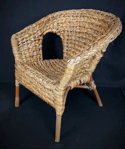 Ancien art déco fauteuil, chaise pour enfant en osier tressé. - Picture 1 of 10