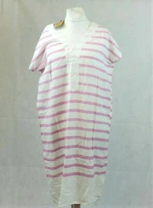 Rose & Rose Madrid White Pink Stripe Kaftan Size M rrp £81 CR099 BB 19 - Picture 1 of 7