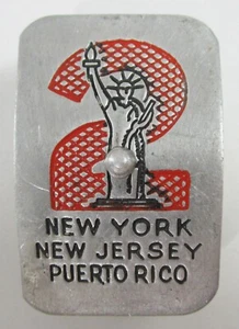 Vintage Boy Scout Neckerchief Slide Aluminum NY New Jersey Puerto Rico Area 2 - Picture 1 of 3