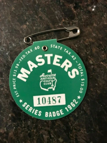 1962 USED MASTERS GOLF BADGE~COLLECTORS ITEM~VERY VERY RARE TICKET~ARNOLD PALMER Cover
