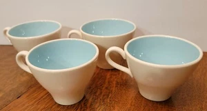 4 tazzine da tè caffè vintage bianco avorio con interno blu uovo di pettirosso - Foto 1 di 12