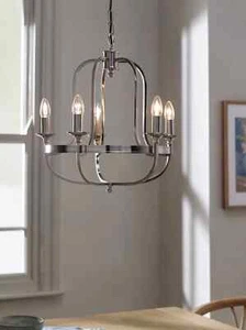 John Lewis Warwick Chandelier Ceiling Light, Brushed Chrome - Picture 1 of 7