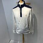 Nautica 1/4 Zip Size Medium White Navy With Spell out To The Neck 