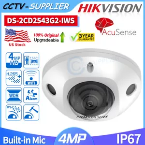 Hikvision 4MP AcuSense Mini Dome IP Camera PoE Mic DS-2CD2543G2-IWS 2.8MM Wi-Fi - Picture 1 of 15