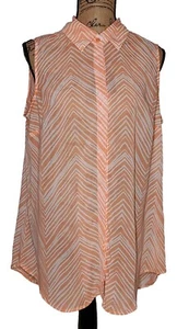 Lane Bryant - Pretty Peach Chevron Pattern Sleeveless Hi-Lo Blouse - Women's 14 - Picture 1 of 4