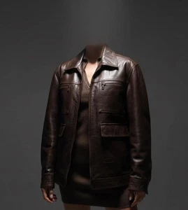 Women's Brown Cow Leather Bomber Jacket - Picture 1 of 6