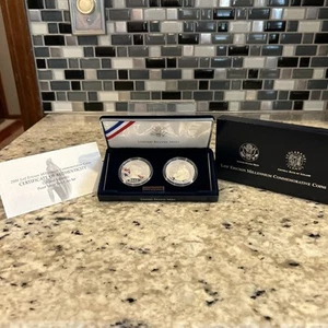 Juego de 2 monedas de plata a prueba Leif Ericson 2000 US $1 dólar y 1 k coronas - OGP/bonito - Imagen 1 de 4