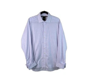 Chester Barrie Dress Shirt Mens Size 16 Striped Lilac Purple Long Sleeve Cotton - Picture 1 of 19