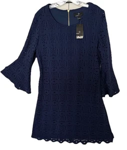 Navy Lace Dress By RONNI NICOLE Size L NWT - Picture 1 of 5