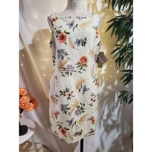 Vtg Jones New York NWT Linen Blend Floral Sheath Dress Size 12 Bloomcore Cottage - Picture 1 of 14